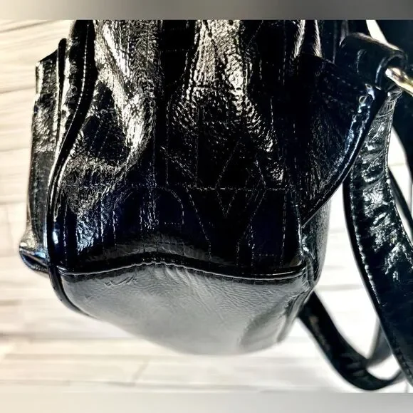 065- Juicy Couture Black Patten Leather Small Backpack - Picture 4 of 11